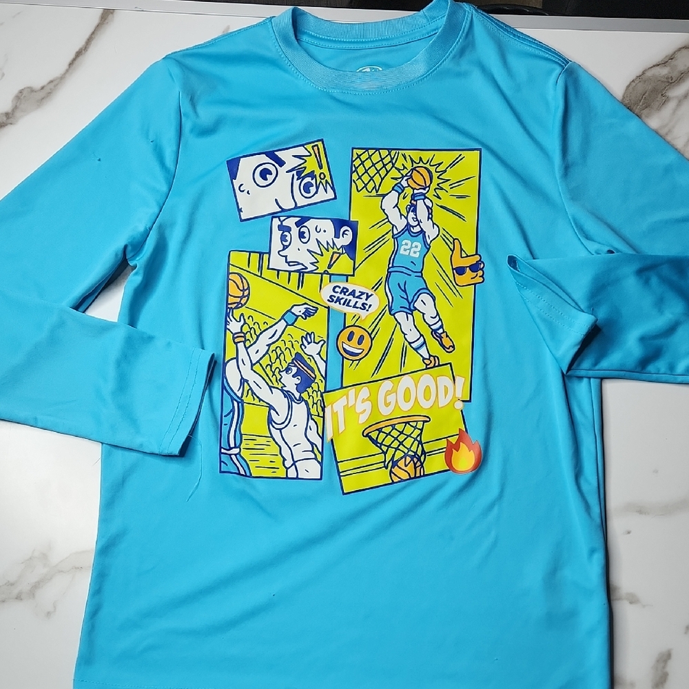 Athletic Works Bright Blue Long Sleeve Tee with Graphic